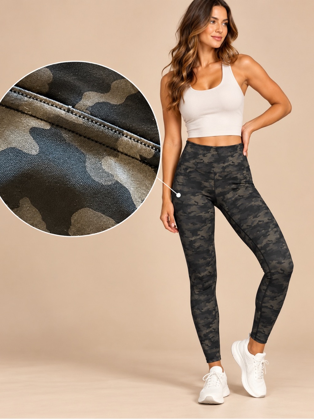 Spanx Black Camo High Rise Leggings XL